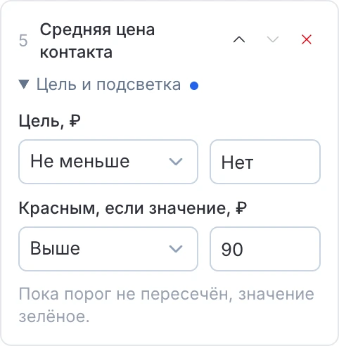 Порог «Красным, если значение»